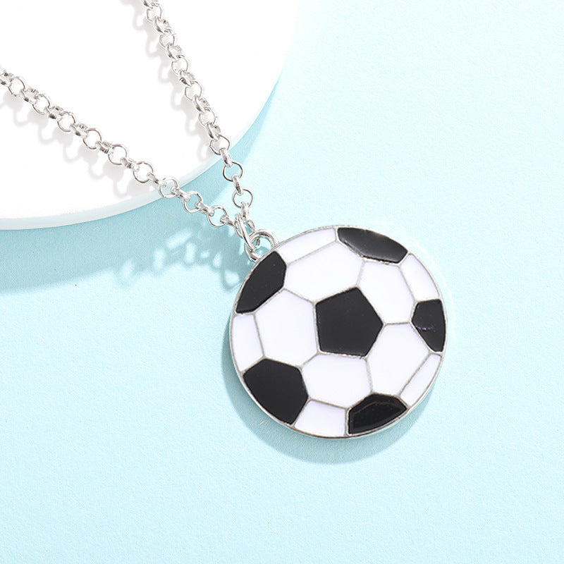 Cross-border New Products Sports Wind Football Volleyball Baseball Necklace Cartoon Pendant Alloy Oil Drip Friendship Pendant Spot