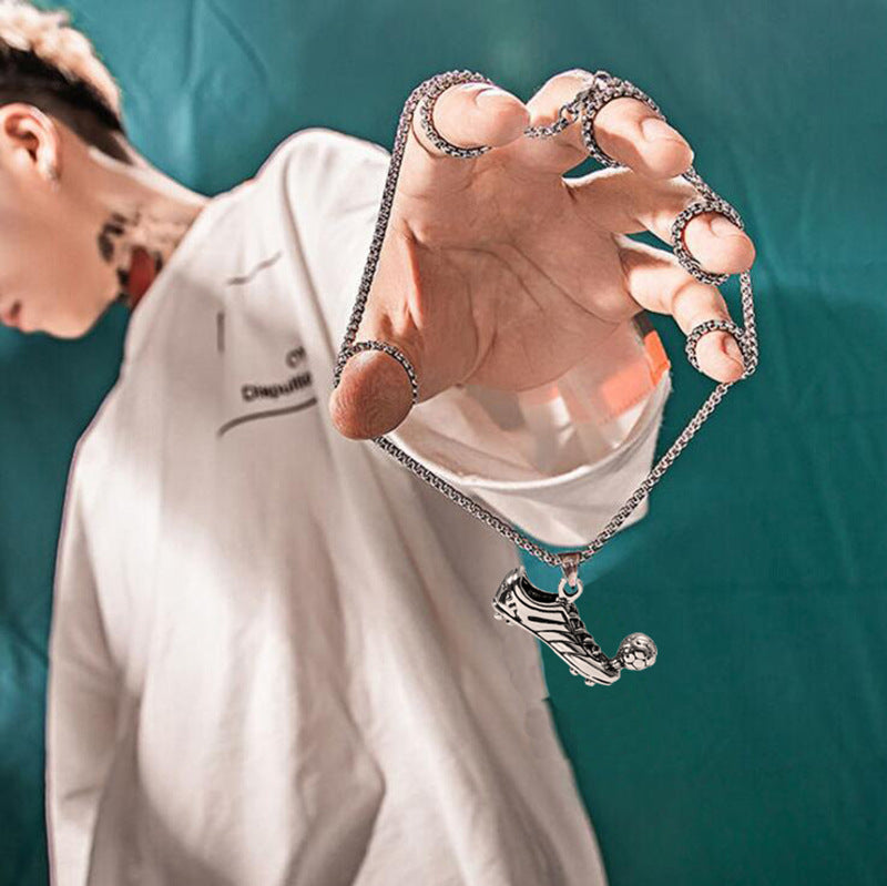 Cross-border hot sale fashion sports shoes playing football necklace, fan athlete pendant necklace alloy jewelry spot