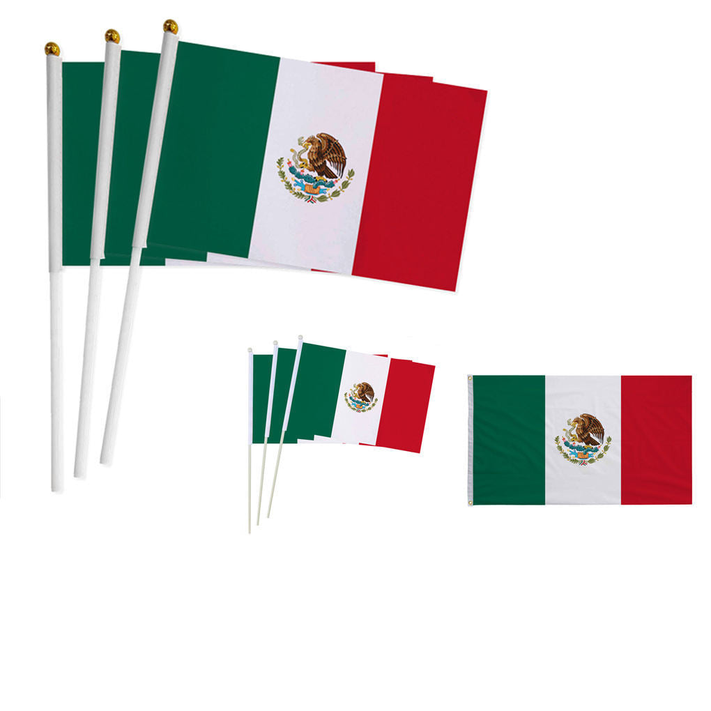 Customized Mexican fan products Hand-cranked national flag Football backpack Car flag Hood cover Reflector cover Baseball cap