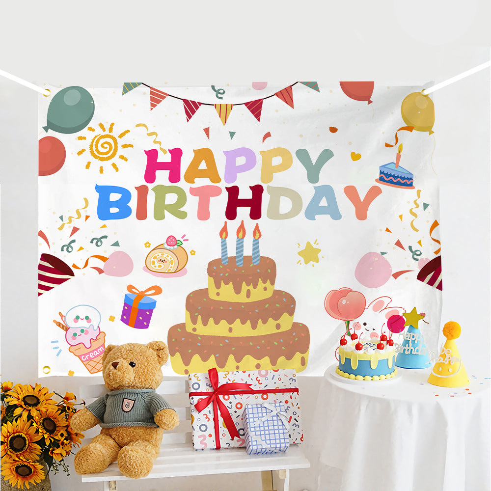 ins style birthday background cloth hanging cloth children's party 100 days year old arrangement cartoon tapestry photo photography cloth