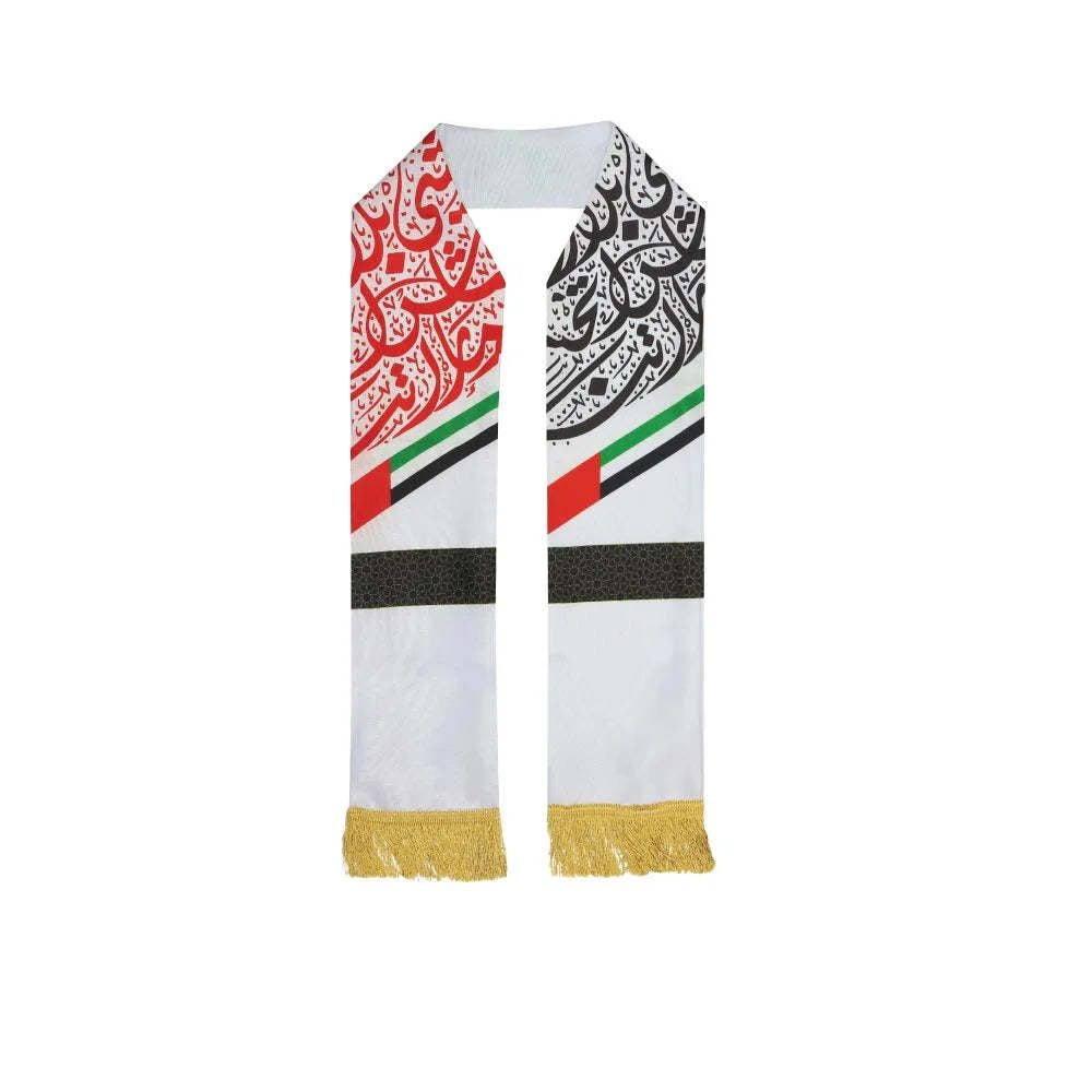 UAE flag scarf velvet bronzing National Day shawl satin printing UAE ribbon Middle East commemorative gift
