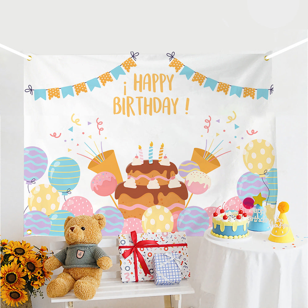 ins style birthday background cloth hanging cloth children's party 100 days year old arrangement cartoon tapestry photo photography cloth