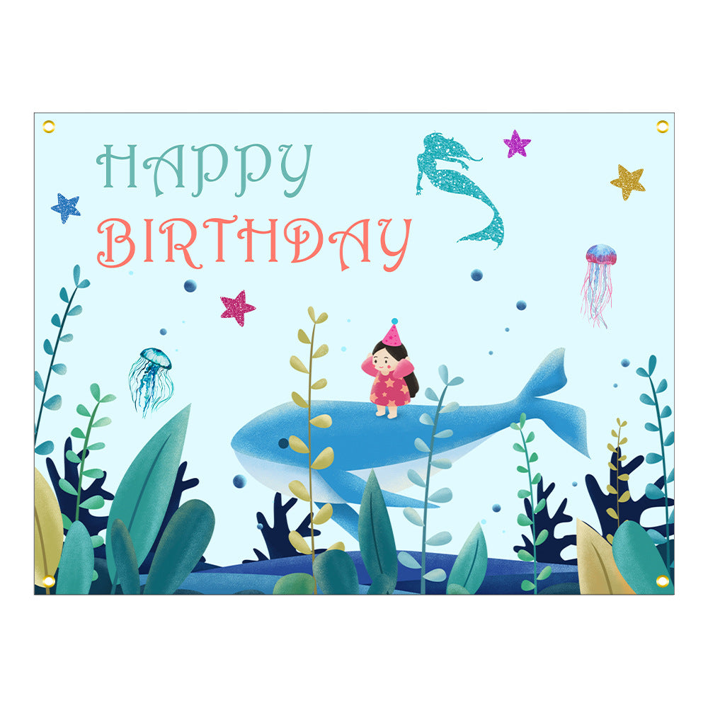 ins style birthday background cloth hanging cloth children's party 100 days year old arrangement cartoon tapestry photo photography cloth