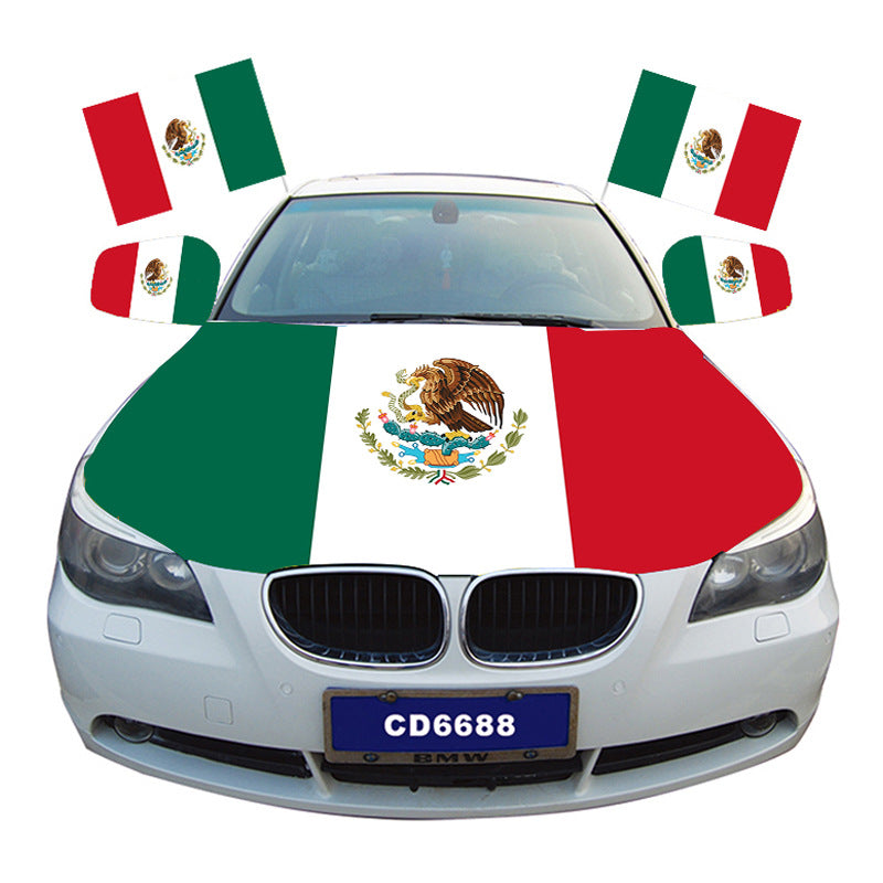 Customized Mexican fan products Hand-cranked national flag Football backpack Car flag Hood cover Reflector cover Baseball cap