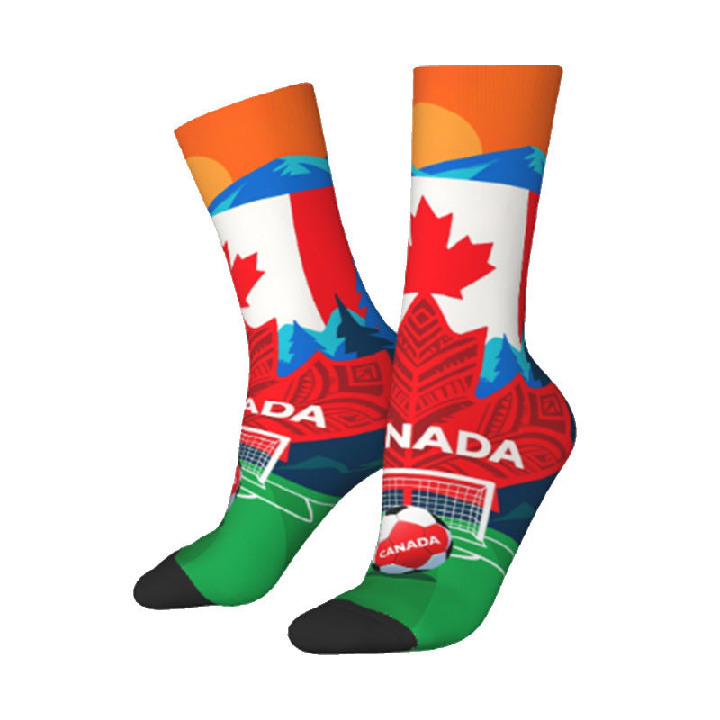 U.S.-Canada-Mexico 2026 World Cup Products Fan Socks Polyester Medium Tube Socks Football Sports Socks Event Cheering Supplies