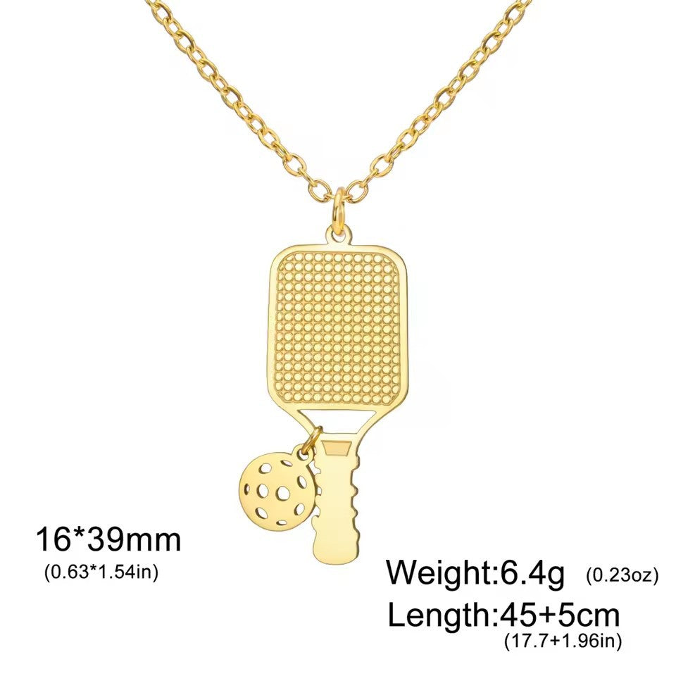 Fashion Sports Racket Necklace Unisex Emerging Sports Necklace 304 Stainless Steel Couple Party Jewelry
