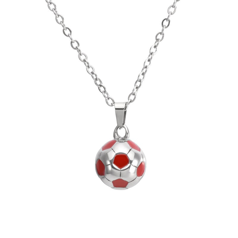 Europe, America 304 stainless steel titanium steel football necklace creative World Cup personalized football necklace creative football pendant