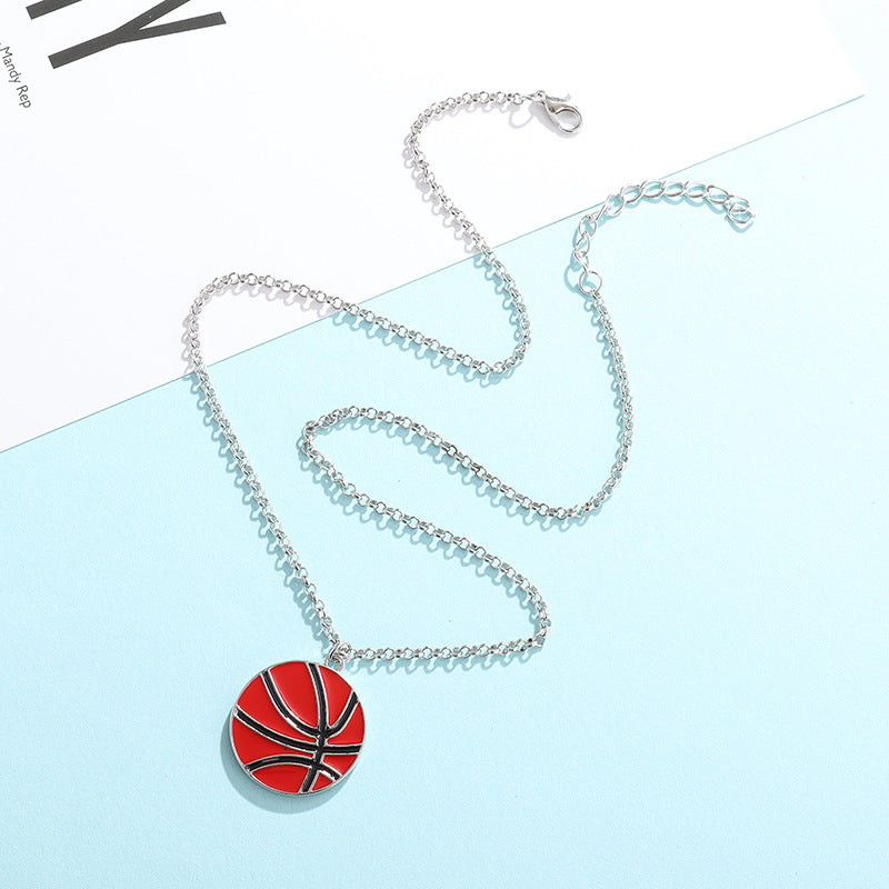 Cross-border New Products Sports Wind Football Volleyball Baseball Necklace Cartoon Pendant Alloy Oil Drip Friendship Pendant Spot