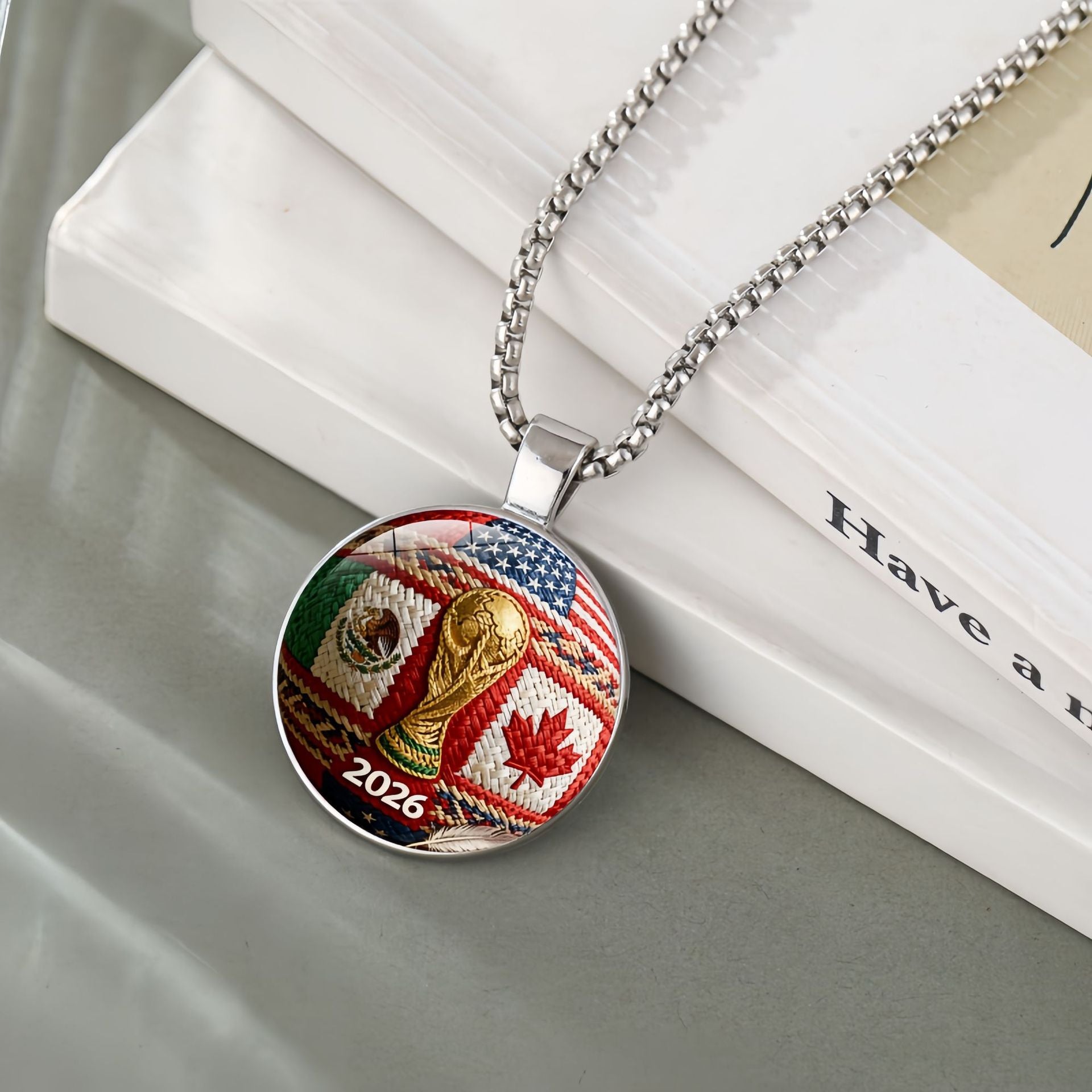 2026 US-Canada-Mexico World Cup Hercules Cup Pendant Necklace Women's Jewelry Football Fans Peripheral Accessories Sweater Chain