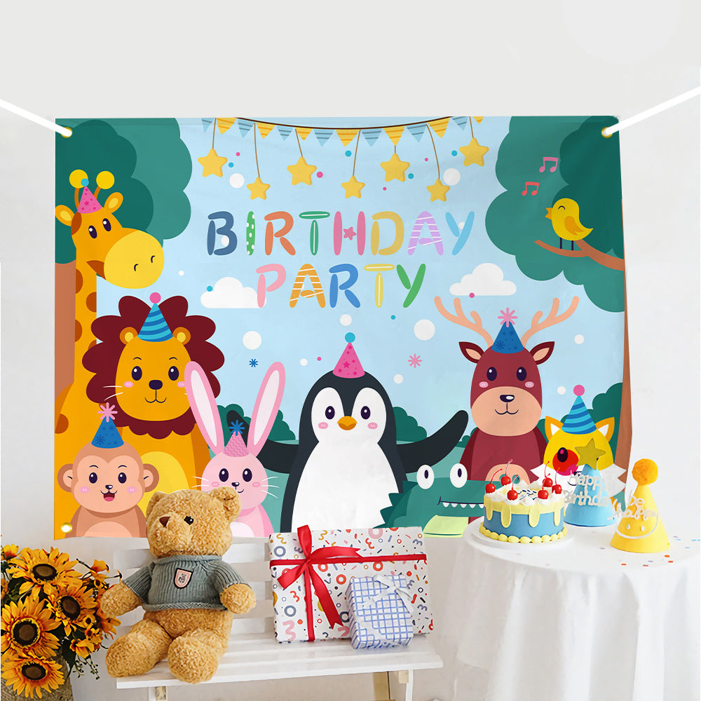 ins style birthday background cloth hanging cloth children's party 100 days year old arrangement cartoon tapestry photo photography cloth