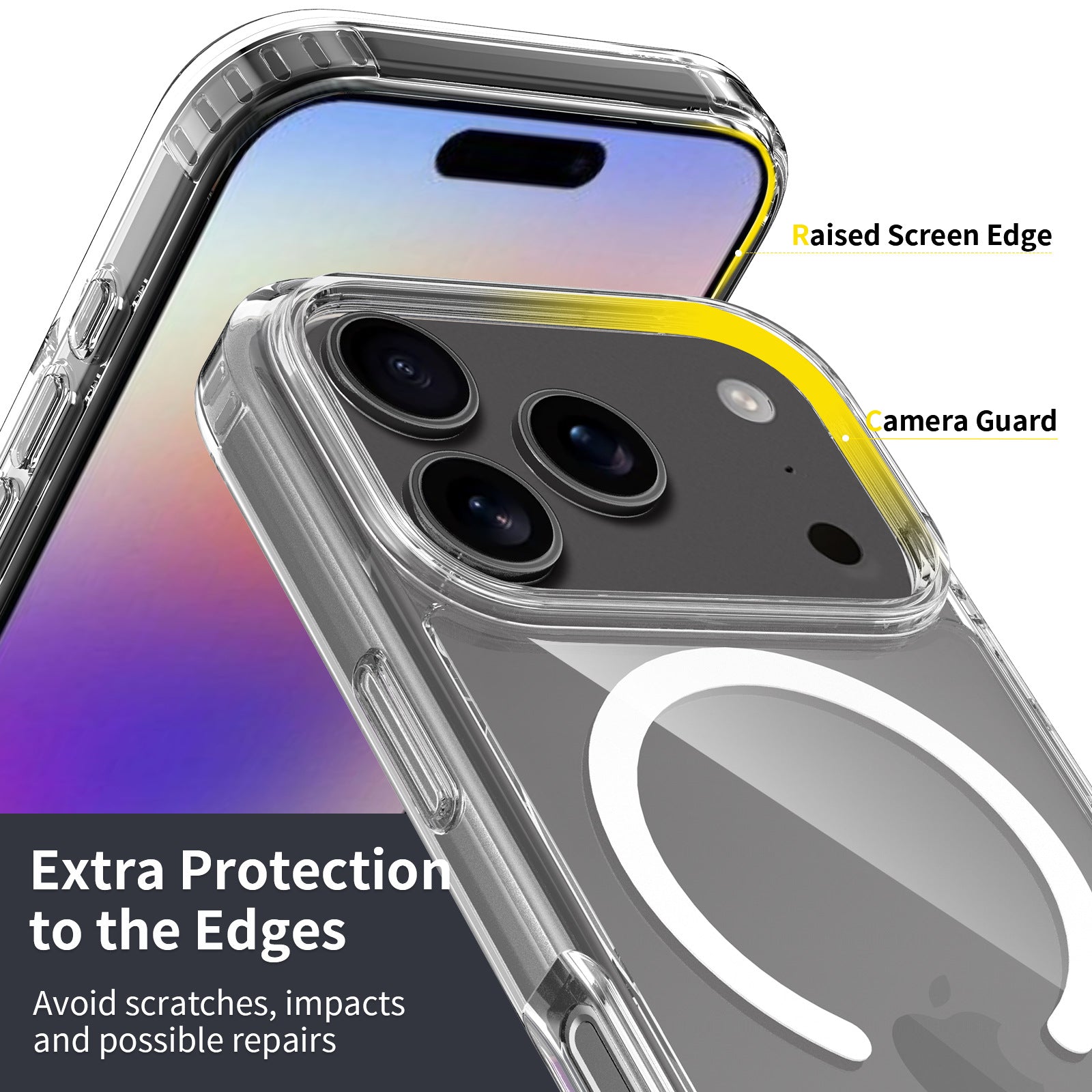 New Apple 17promax mobile phone case Magnetic suction 16 transparent iphone15plus anti-drop all-inclusive 14 protective case