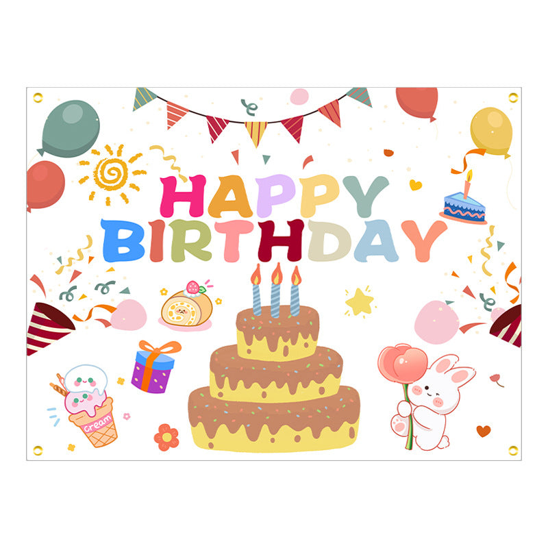 ins style birthday background cloth hanging cloth children's party 100 days year old arrangement cartoon tapestry photo photography cloth
