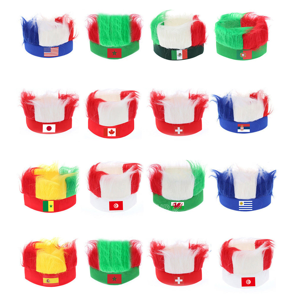 U.S.-Canada-Mexico 2026 World Cup Products Football Fans Wig Flag Headgear Come on Cheer Headband Wig