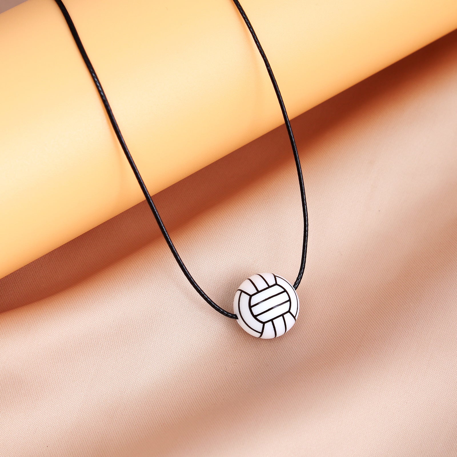 European and American new sports elastic silicone basketball pendant stainless steel necklace men's and women's necklace jewelry wholesale cross-border special supply