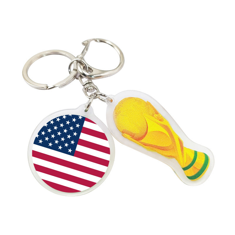 US-Canada-Mexico 2026 World Cup Souvenir Acrylic Fan Keychain Trophy Football Fan Accessories
