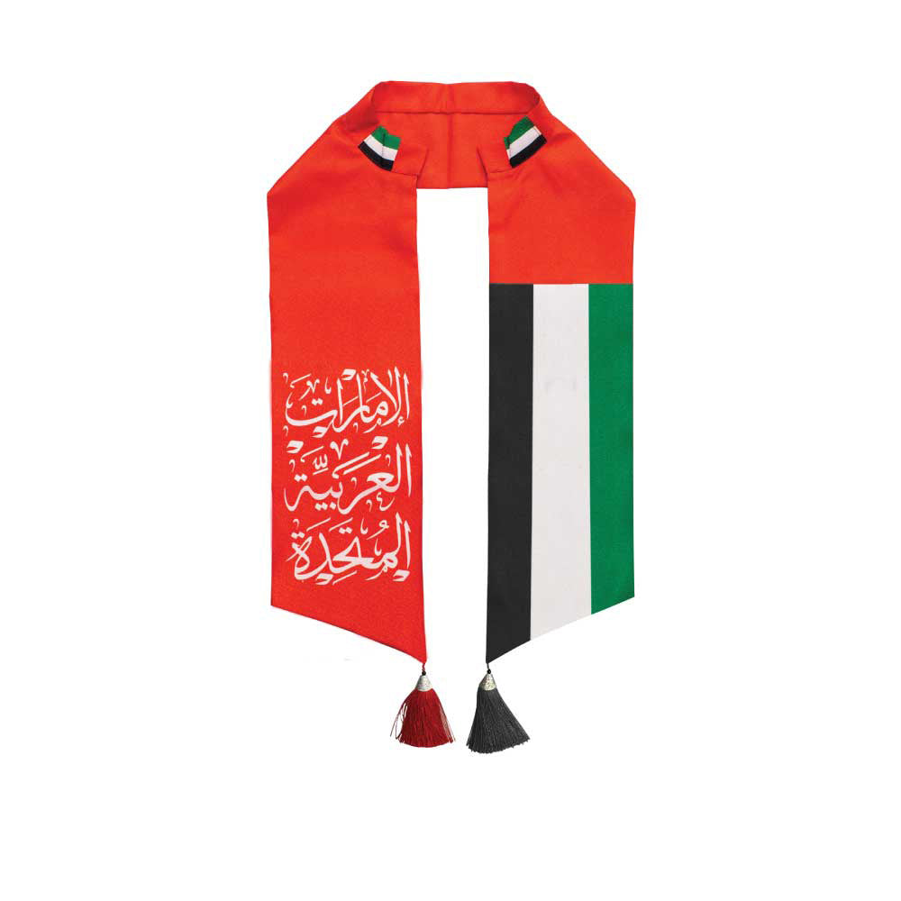 UAE flag scarf velvet bronzing National Day shawl satin printing UAE ribbon Middle East commemorative gift
