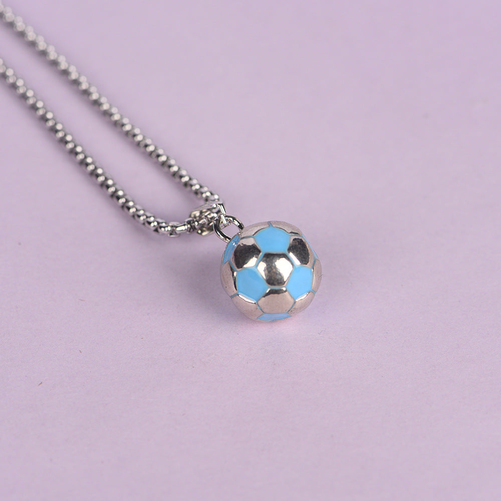 World Cup peripheral three-dimensional football necklace alloy hip-hop cool personality drip design pendant boys gift