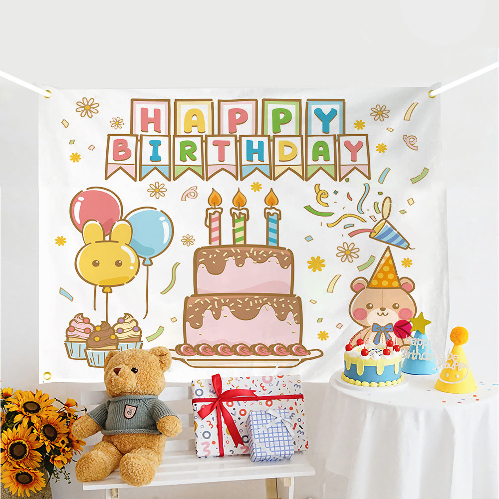ins style birthday background cloth hanging cloth children's party 100 days year old arrangement cartoon tapestry photo photography cloth