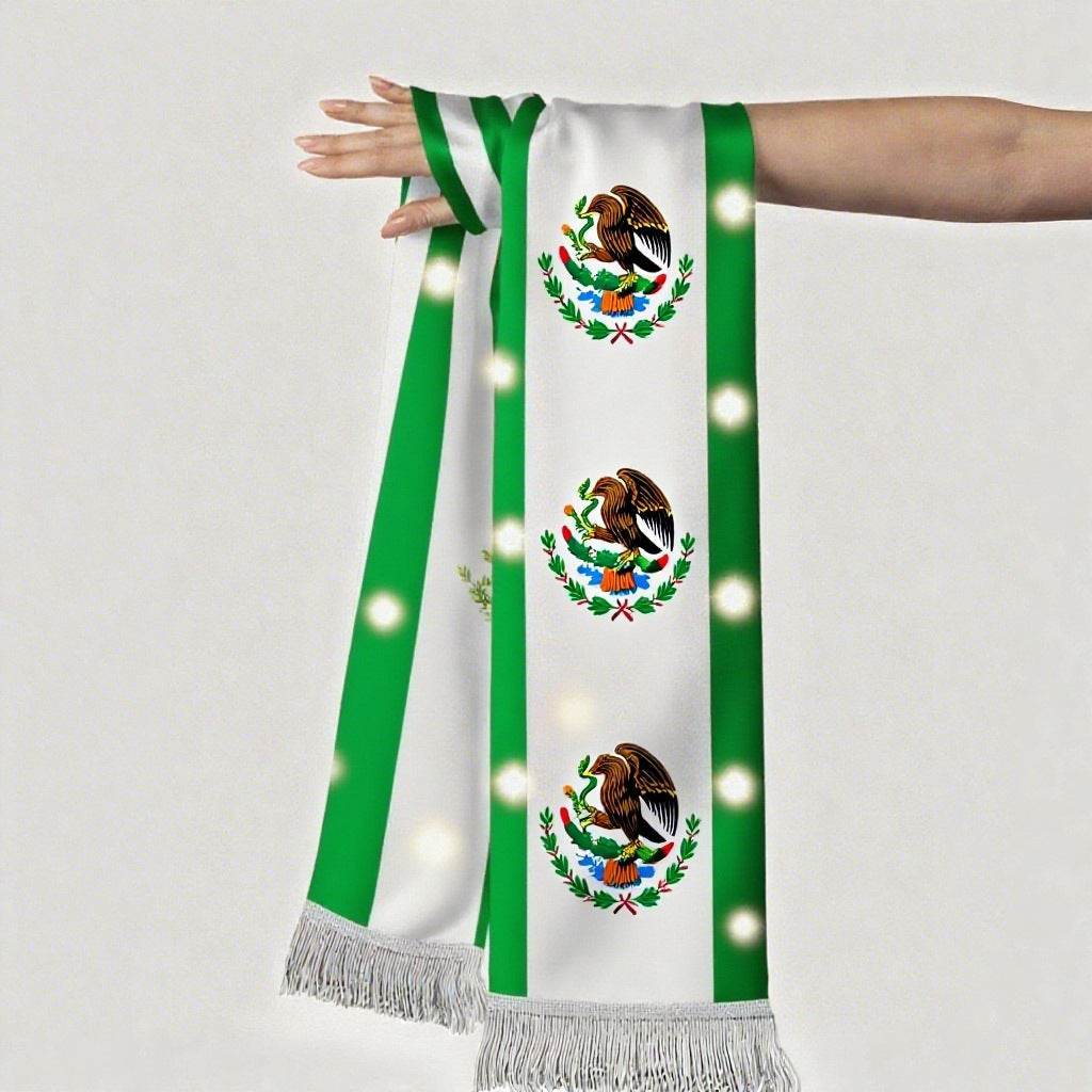 US, Canada and Mexico 2026 World Cup products LED luminous fan scarves cheering props satin double-sided fringed scarves