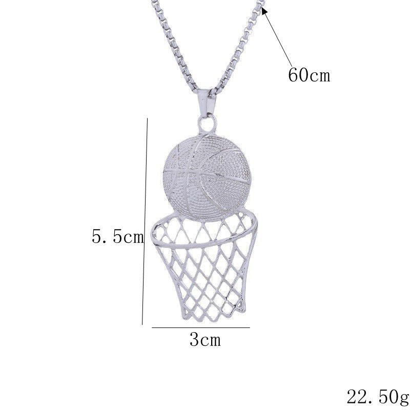 European and American hip-hop fashion personalized shooting creative necklace basketball frame pendant necklace pendant men's and women's sports jewelry