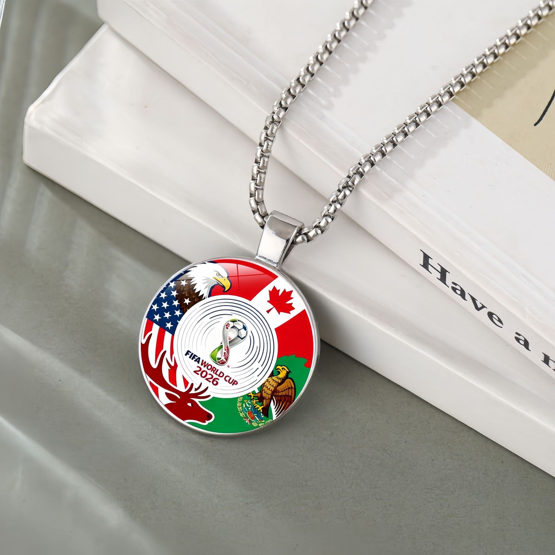 2026 US-Canada-Mexico World Cup Hercules Cup Pendant Necklace Women's Jewelry Football Fans Peripheral Accessories Sweater Chain