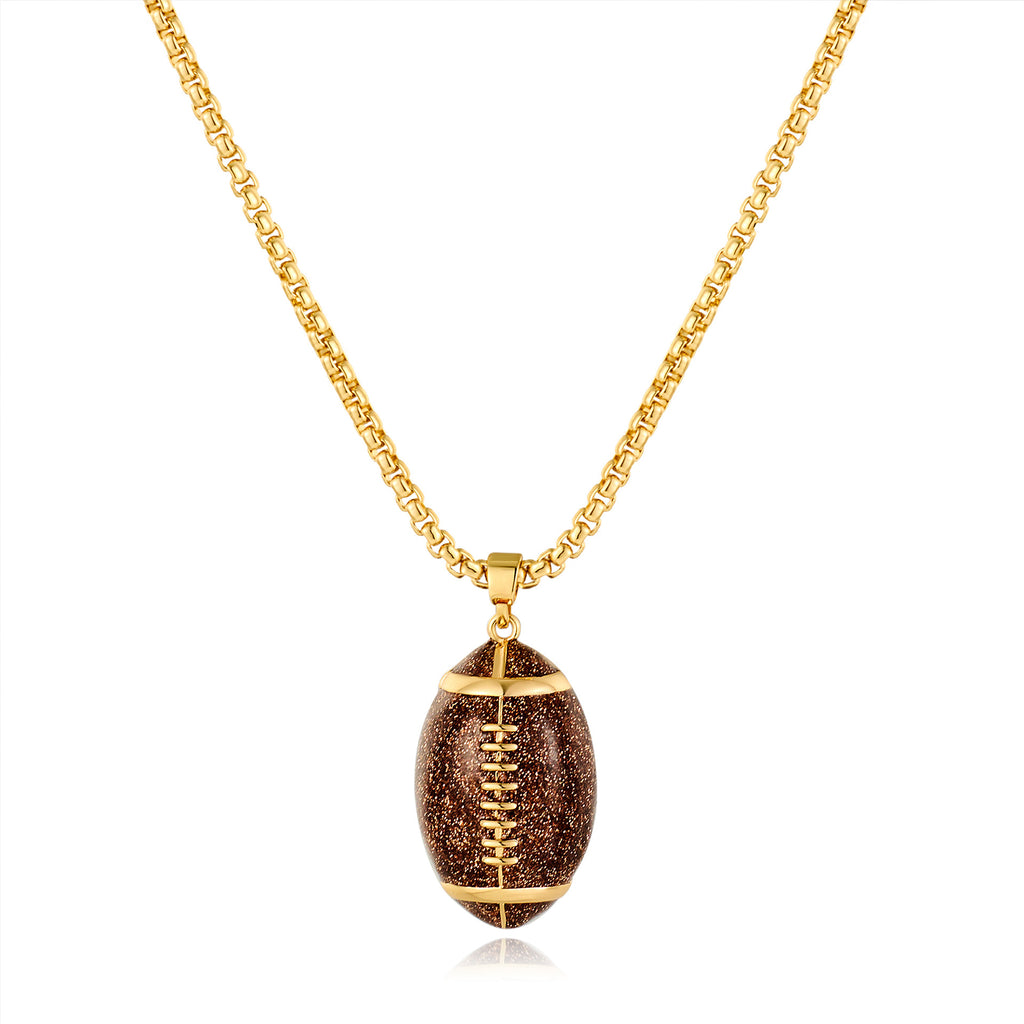 Europe, America, Amazon's new hot-selling hip-hop hiphop jewelry, niche personality exaggerated football pendant necklace