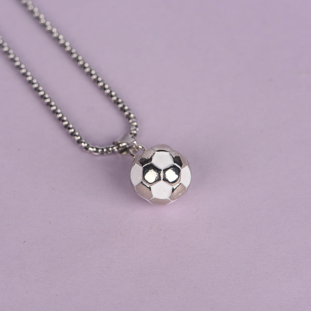 World Cup peripheral three-dimensional football necklace alloy hip-hop cool personality drip design pendant boys gift