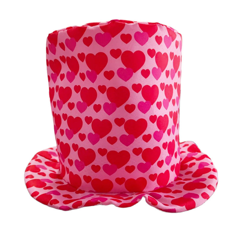 Cross-border Valentine's Day decorative hat love high hat lip print heart-shaped Valentine's Day party supplies photo props