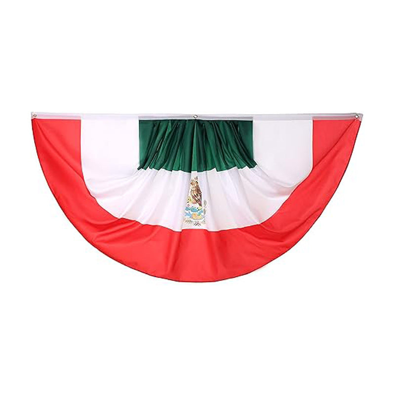 Mexican flag Fan flag September 16 Mexican Independence Day party flag Half-circle Viva Mexico