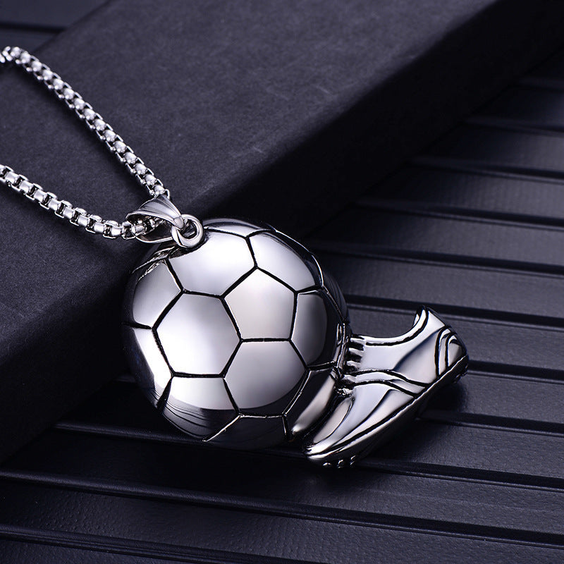 2024 new hot-selling stainless steel chain World Cup football necklace fashionable simple domineering sports men's pendant