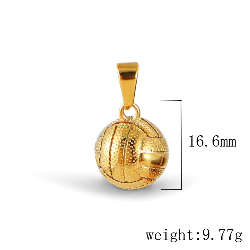 European and American cross-border pendants, moving football basketball pendants, necklaces, accessories, World Cup stainless steel plated 24k gold wholesale
