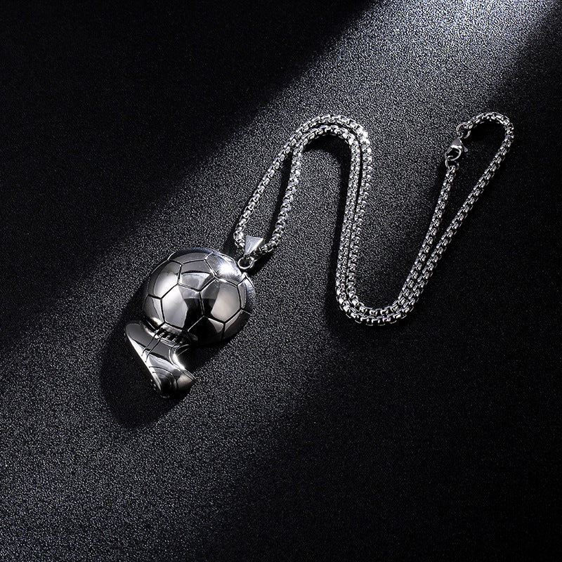 2024 new hot-selling stainless steel chain World Cup football necklace fashionable simple domineering sports men's pendant
