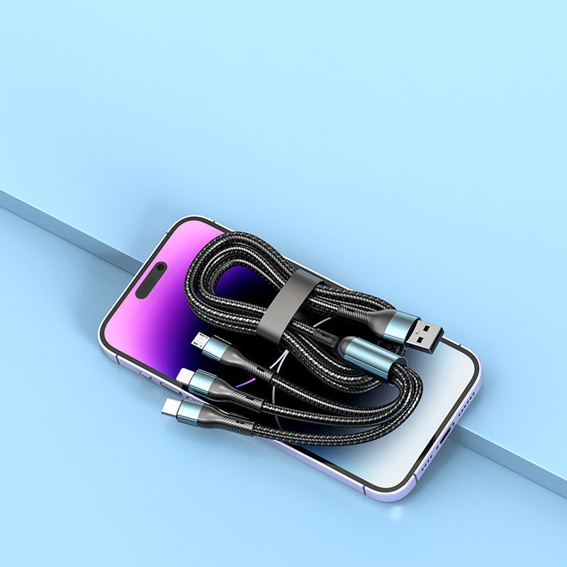 120W charger cable braided data cable three-in-one tpyec super fast charging car one-to-three Huawei universal