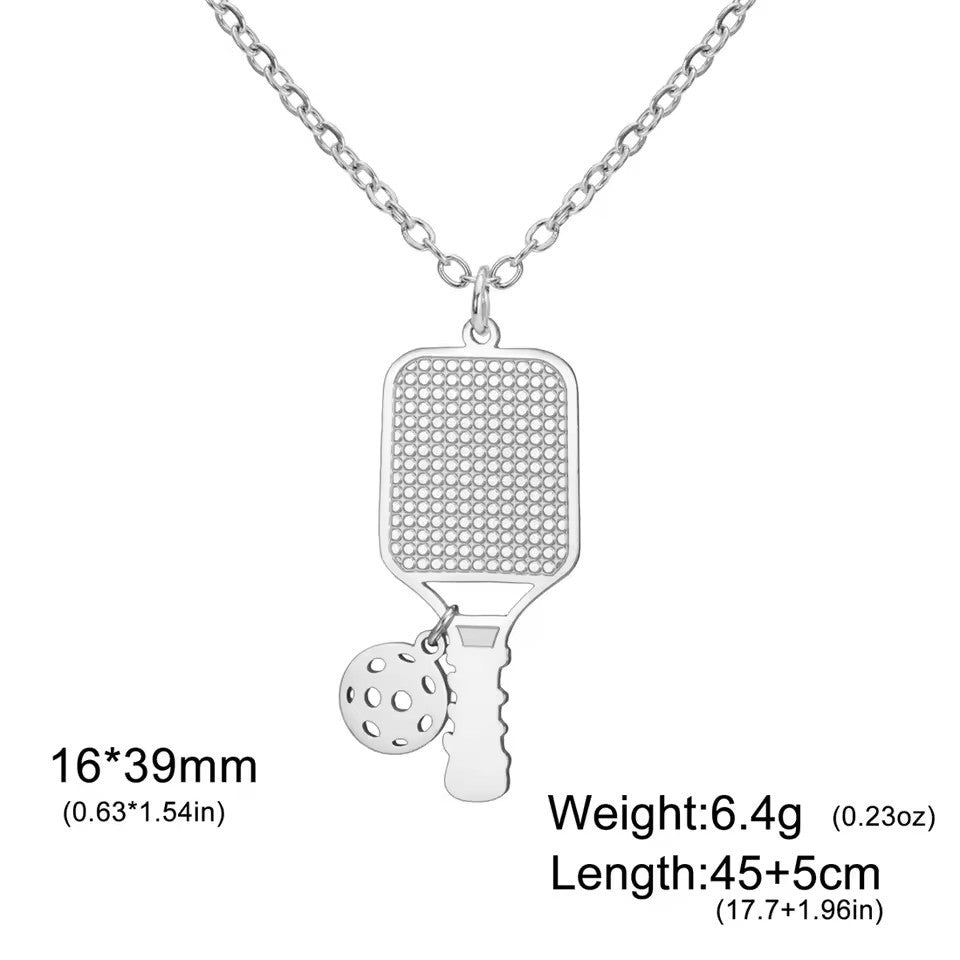 Fashion Sports Racket Necklace Unisex Emerging Sports Necklace 304 Stainless Steel Couple Party Jewelry