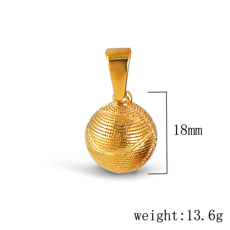European and American cross-border pendants, moving football basketball pendants, necklaces, accessories, World Cup stainless steel plated 24k gold wholesale