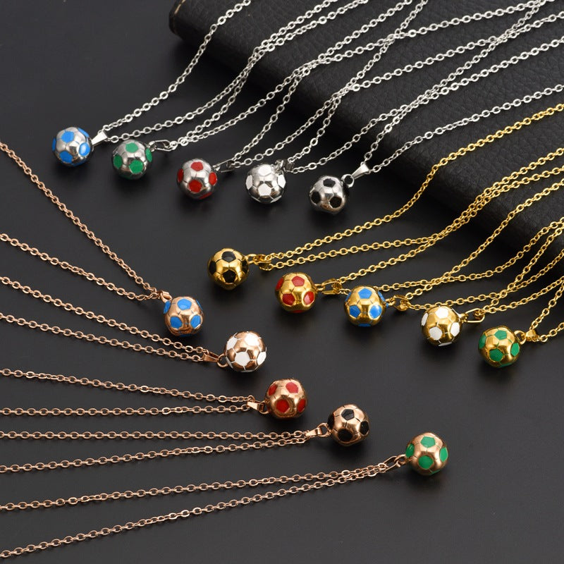 Europe, America 304 stainless steel titanium steel football necklace creative World Cup personalized football necklace creative football pendant