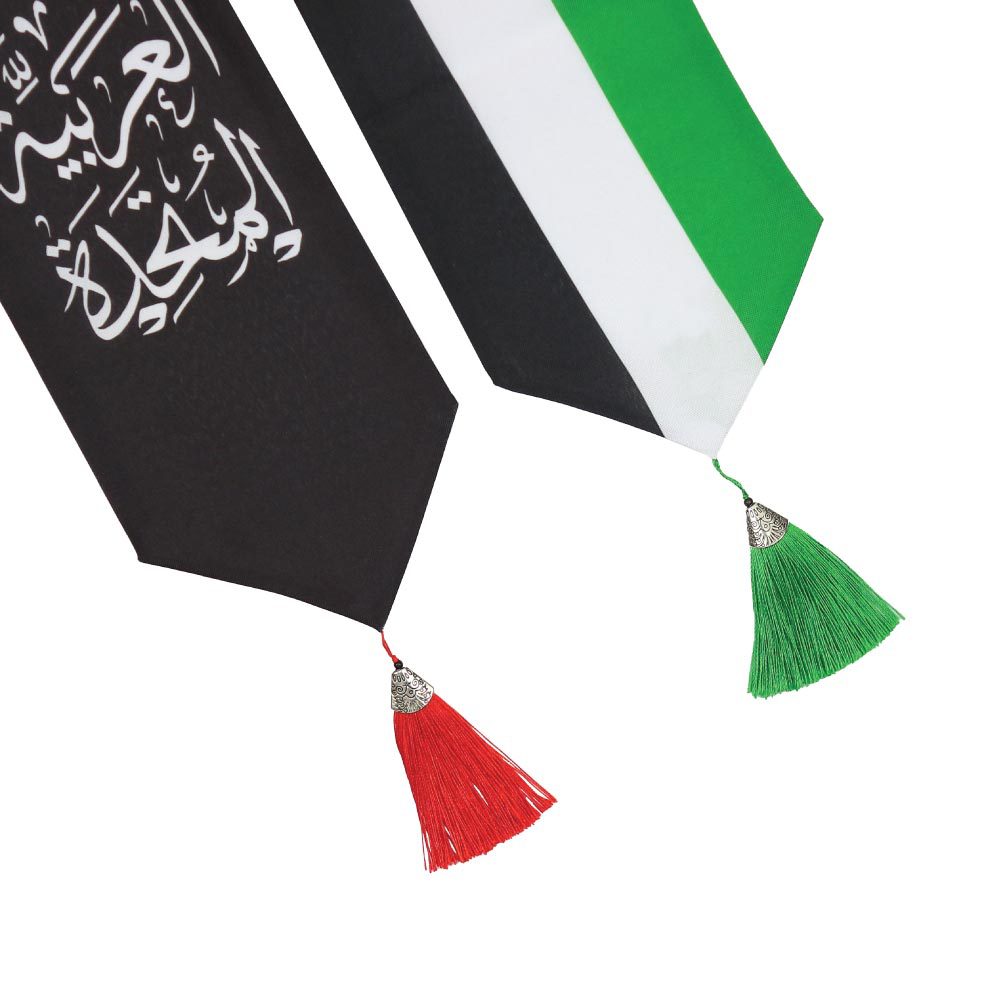 UAE flag scarf velvet bronzing National Day shawl satin printing UAE ribbon Middle East commemorative gift