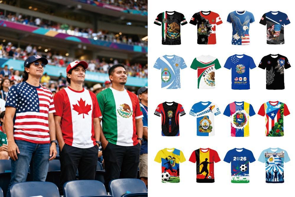 US, Canada and Mexico 2026 World Cup jersey short-sleeved US, Mexico and Canada football jersey fans T-shirt