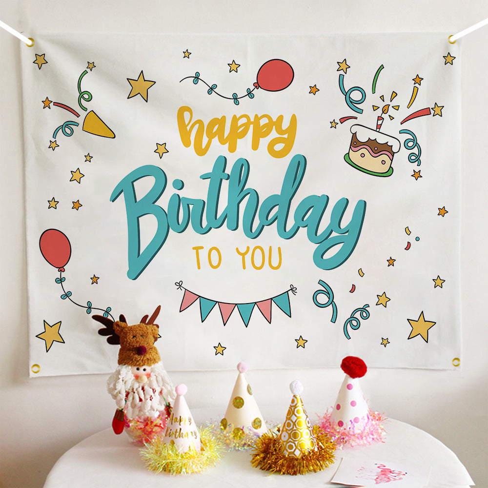 ins style birthday background cloth hanging cloth children's party 100 days year old arrangement cartoon tapestry photo photography cloth