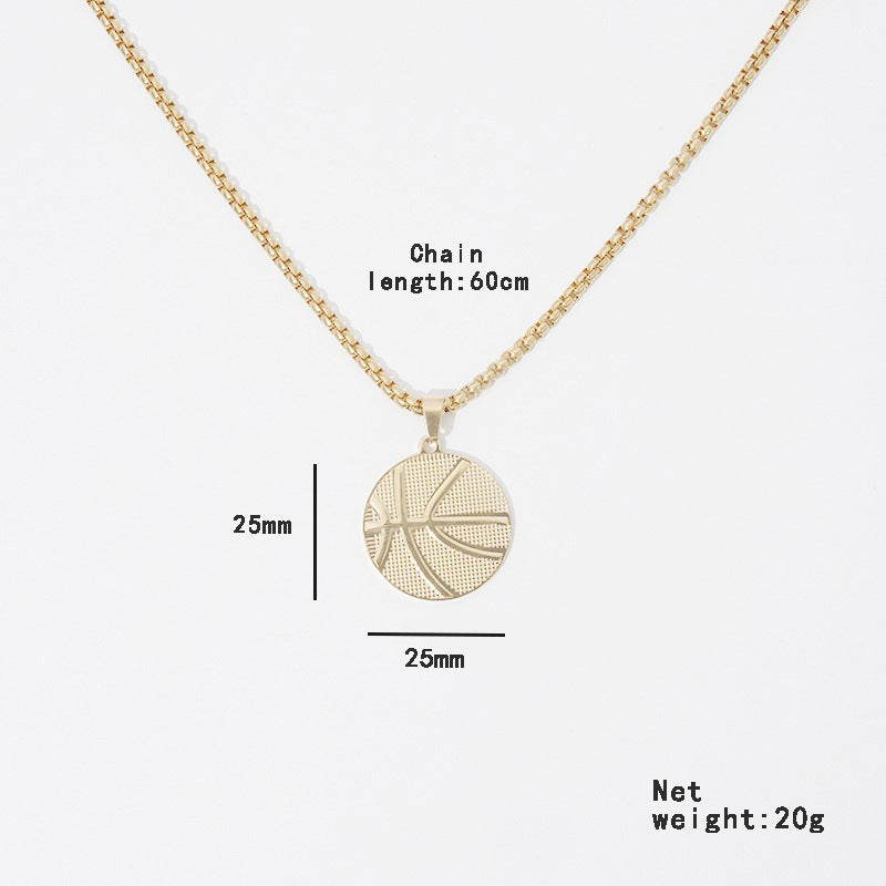 Original design cross-border hot-selling basketball men's sports style necklace hip-hop stainless steel titanium steel jewelry European and American necklace