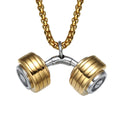 Dumbbell pendant, stainless steel necklace pendant, sports style jewelry Yiwu manufacturers Europe and America, fitness barbell necklace