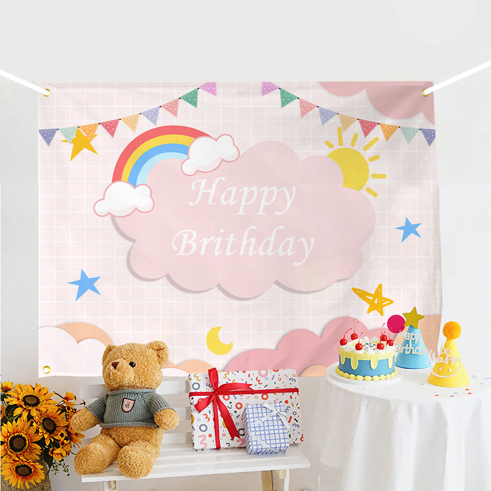 ins style birthday background cloth hanging cloth children's party 100 days year old arrangement cartoon tapestry photo photography cloth