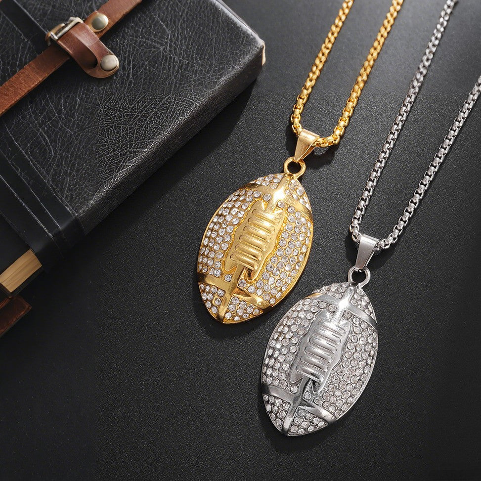 European and American cross-border hot-selling hip-hop hiphop football necklace pendant is suitable for holiday gifts and anniversaries