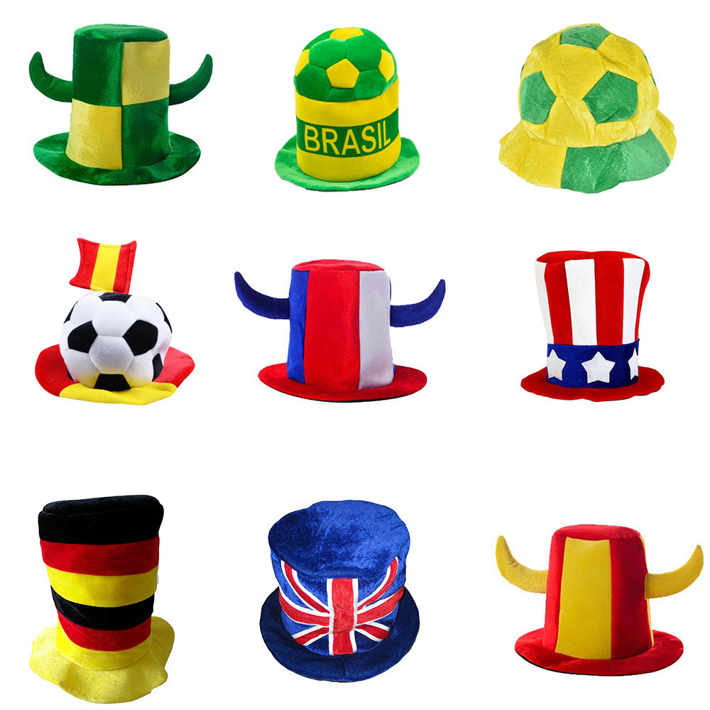 2026 US-Canada-Mexico World Cup Products Velvet Fan Hat Printed Football Party Cheerleader Hat