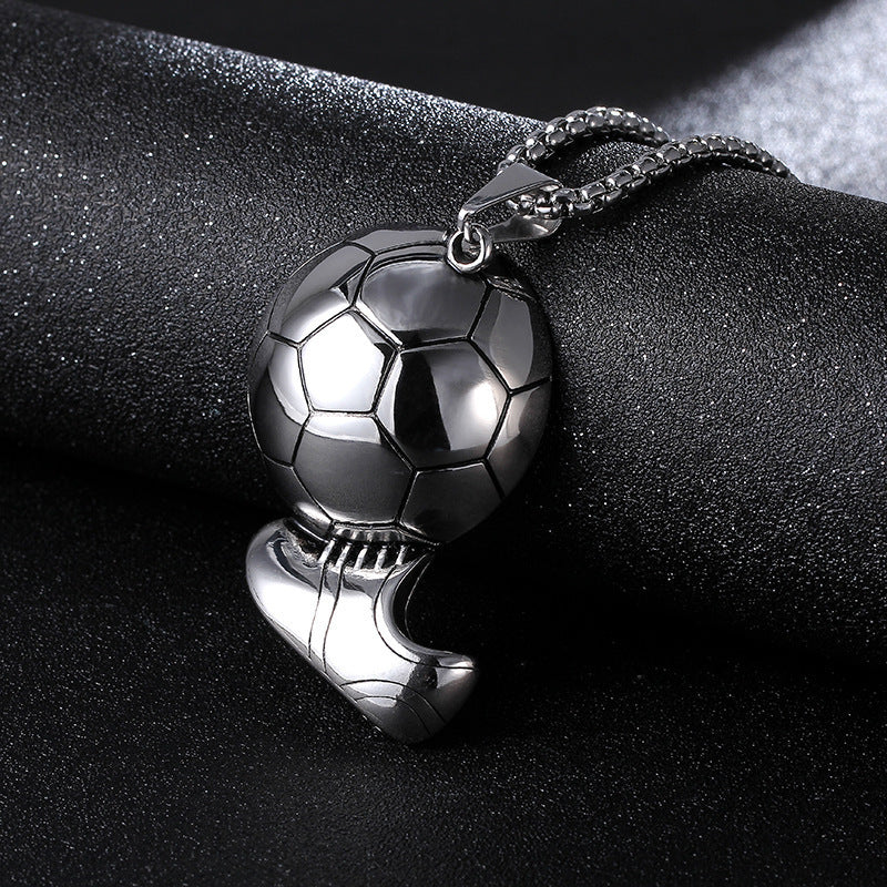 2024 new hot-selling stainless steel chain World Cup football necklace fashionable simple domineering sports men's pendant