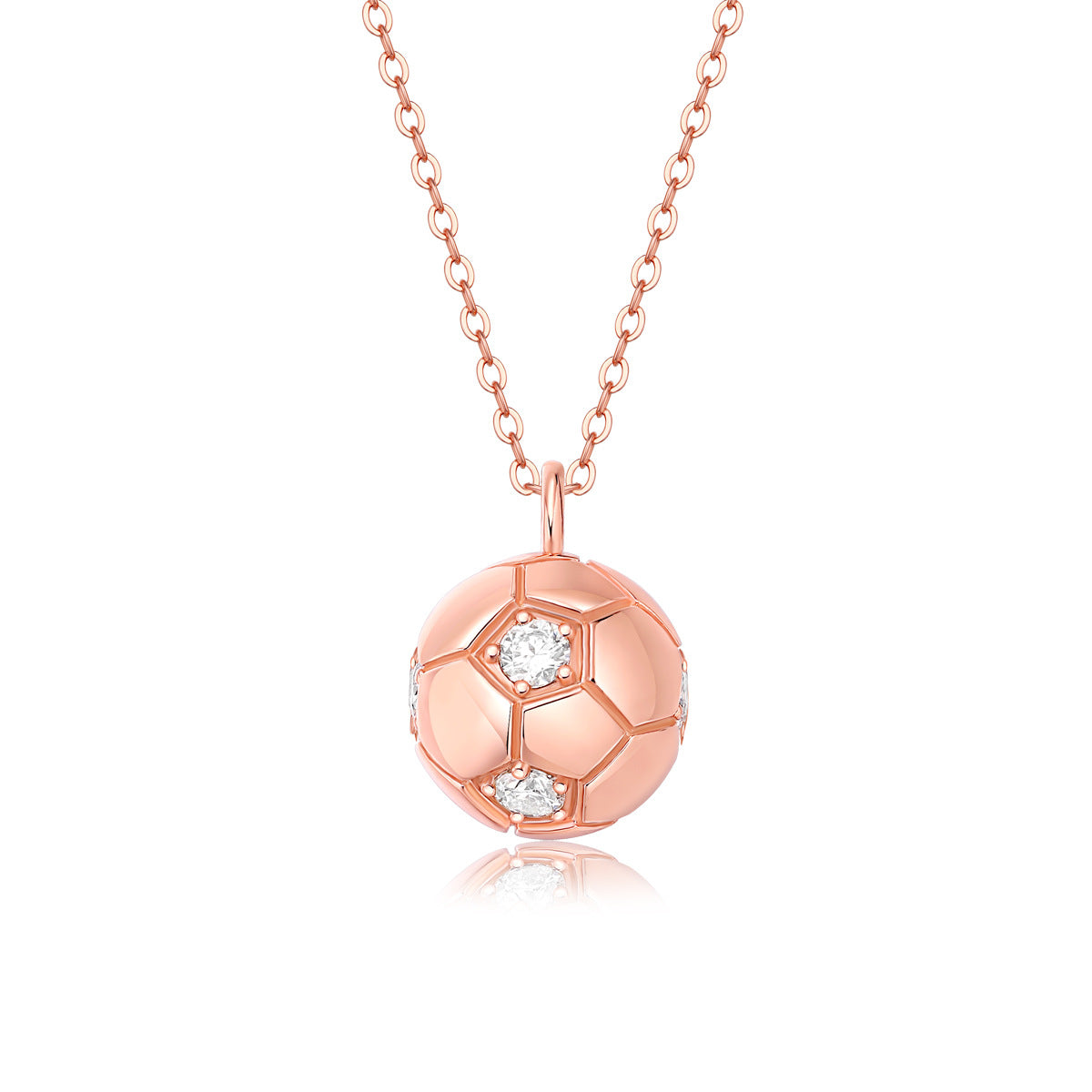 World Cup football 18K platinum necklace women's small gold ball pendant commemorative gift collarbone chain versatile jewelry Guochao