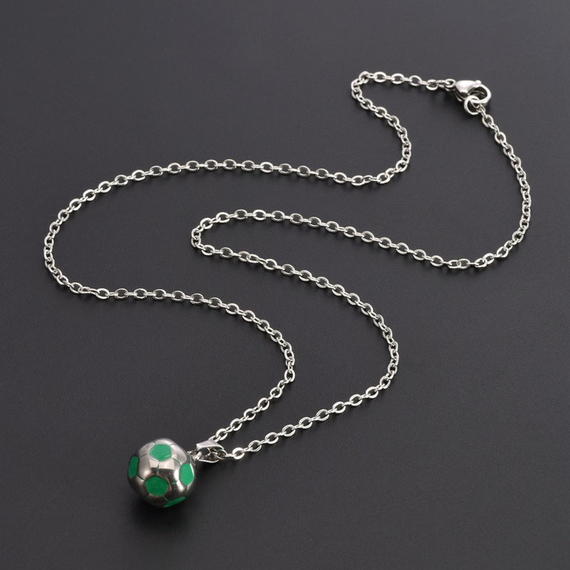 Europe, America 304 stainless steel titanium steel football necklace creative World Cup personalized football necklace creative football pendant