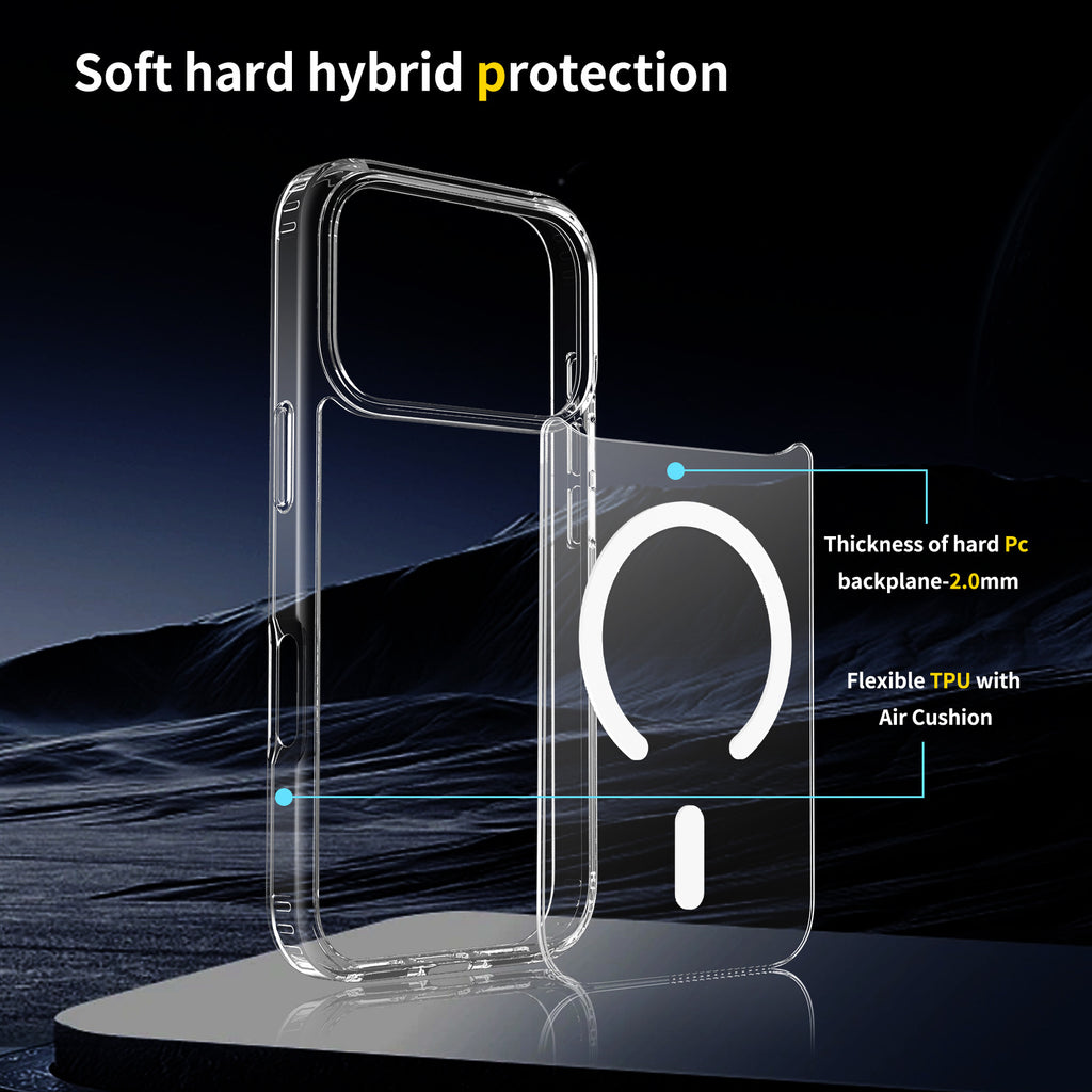 New Apple 17promax mobile phone case Magnetic suction 16 transparent iphone15plus anti-drop all-inclusive 14 protective case