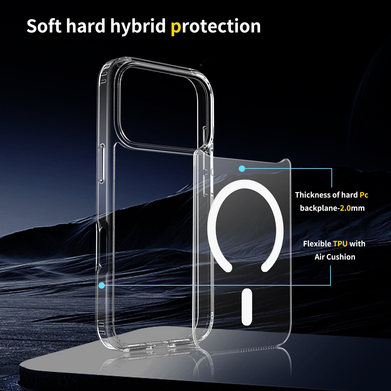 New Apple 17promax mobile phone case Magnetic suction 16 transparent iphone15plus anti-drop all-inclusive 14 protective case