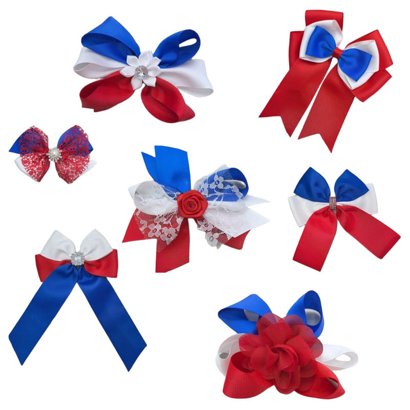 2026 World Cup bow hairpin, national flag pattern streamer hairpin, top clip on the back of the head, fans cheering props